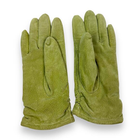 Vintage lime green the Grinch suede leather gloves by COLDWATER CREEK - Picture 7 of 11